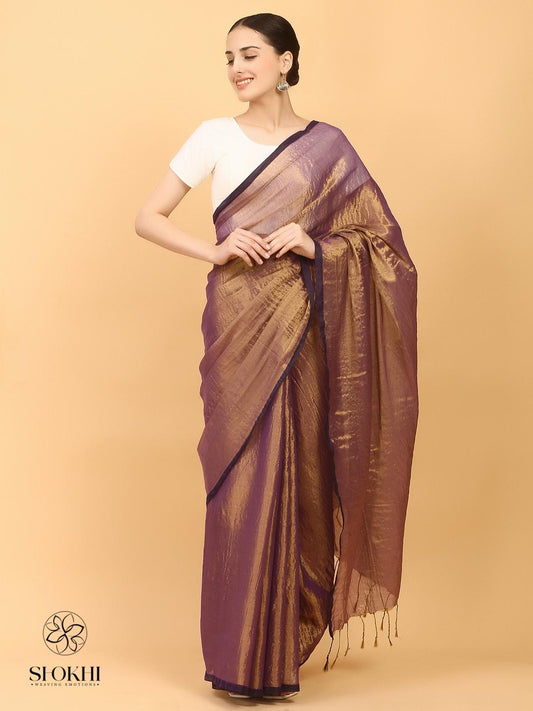 Swarnika - Metallic Tissue Saree - Metallic Purple - SO-TS-003