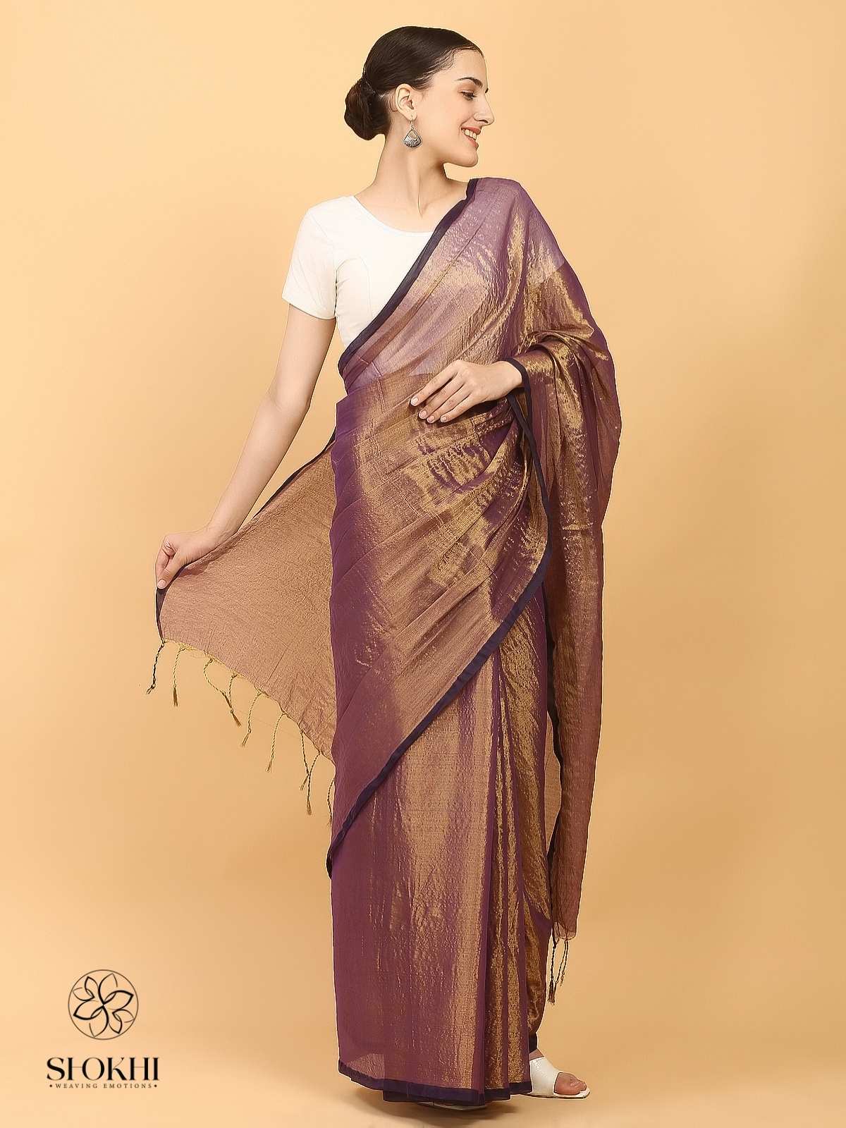 Swarnika - Metallic Tissue Saree - Metallic Purple - SO-TS-003