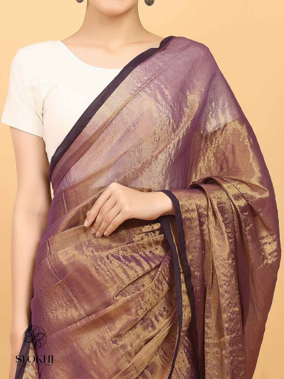 Swarnika - Metallic Tissue Saree - Metallic Purple - SO-TS-003