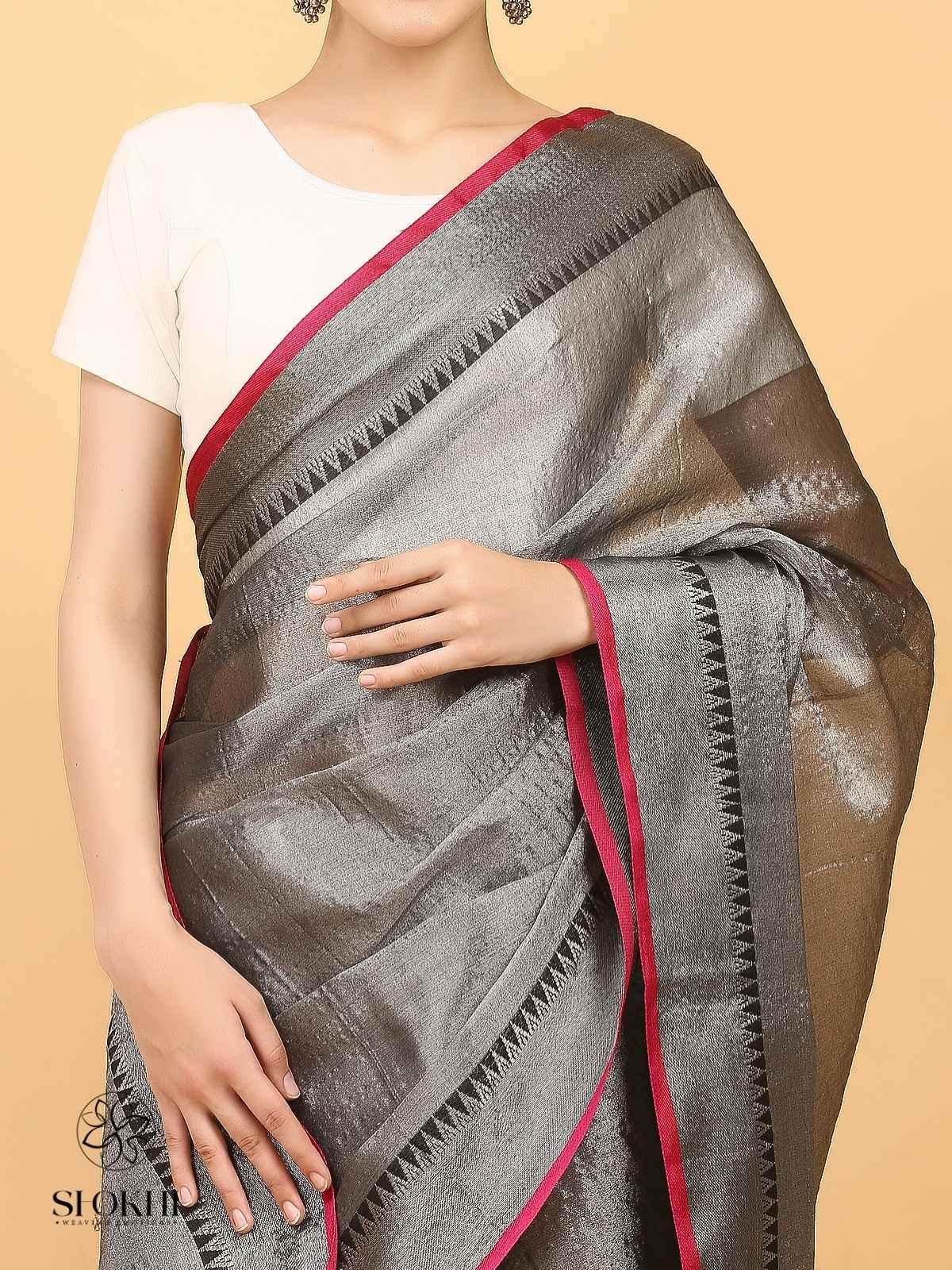 Swarnika - Metallic Tissue Saree - Silver Tissue - SO-TS-008
