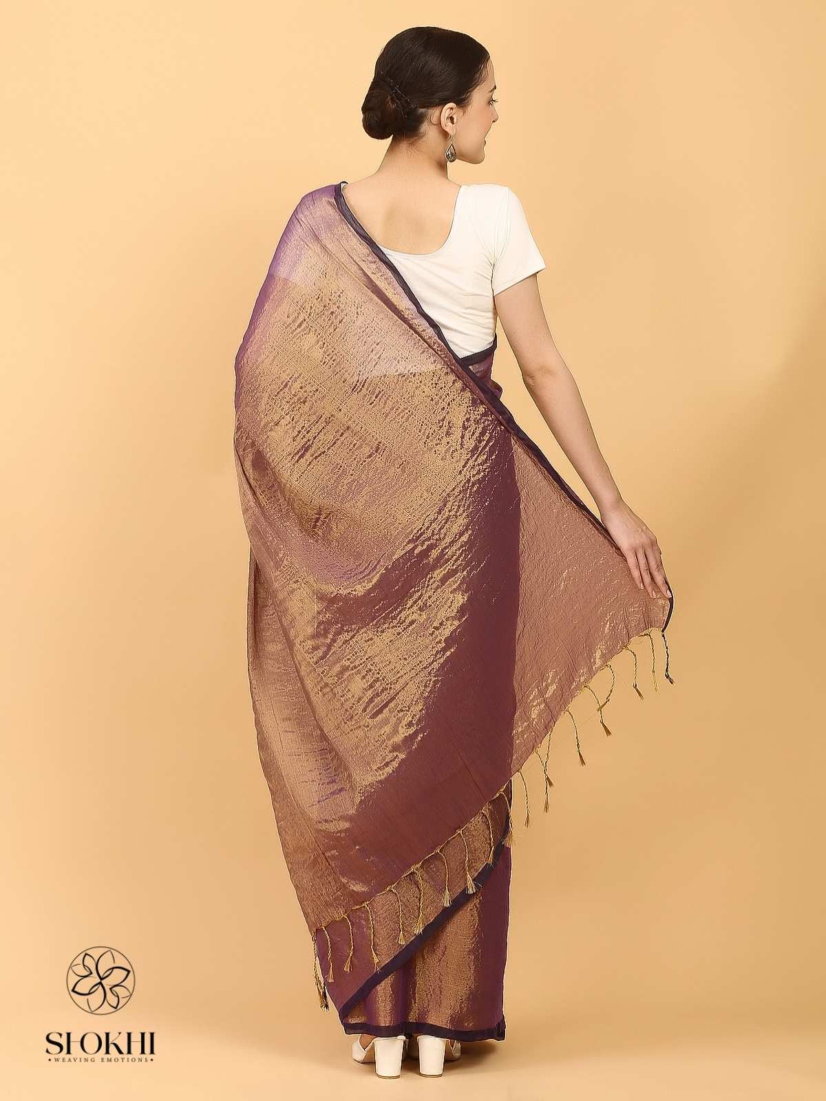 Swarnika - Metallic Tissue Saree - Metallic Purple - SO-TS-003